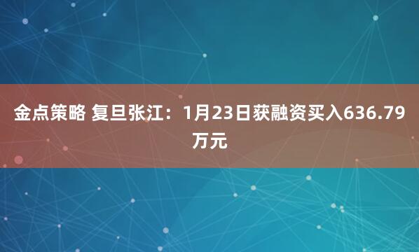 金点策略 复旦张江：1月23日获融资买入636.79万元